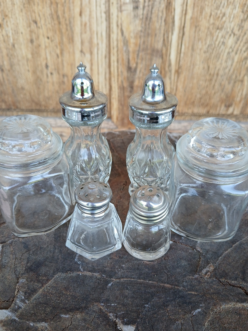 Vintage Anchor Hocking "Crown Point" Salt & Pepper Shakers, Mini Shakers, Jars